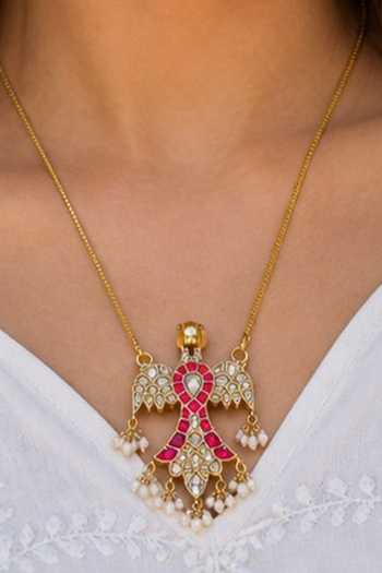 Queens Jewels Kundan Bird Pendant Necklace