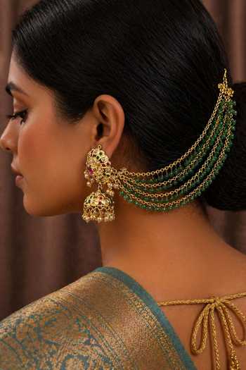 Queens Jewels Mayurika Pearl Pair of Ear Chains 