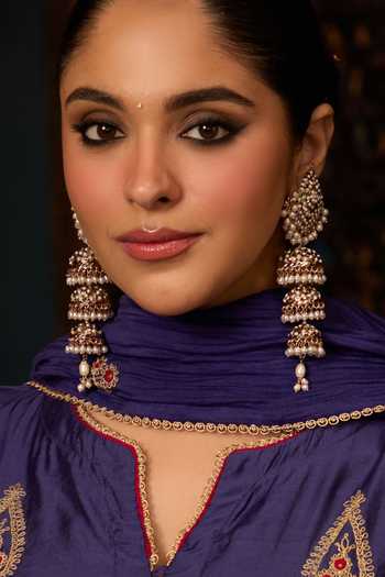 Queens Jewels Noor Sitara Triple Layer Jhumka Earrings 