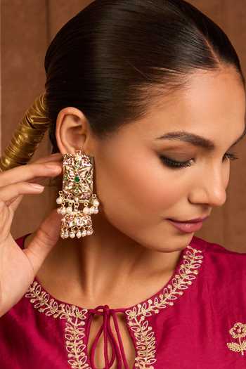 Queens Jewels Gulzar Jadau Jhumka Earrings 