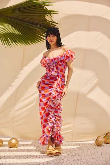 ZiP by Payal & Zinal Frill Fantasy Off Shoulder Dress 