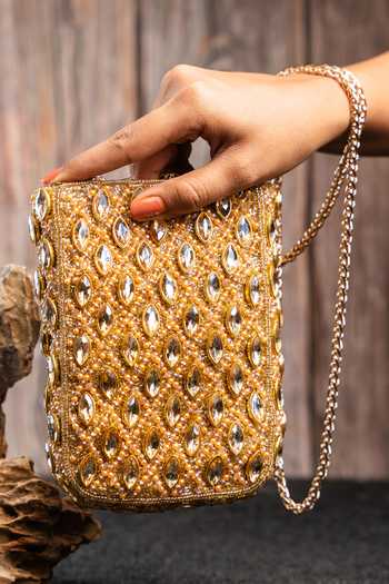 Nayaab By Sonia Water Crystal Trendy Armour Crossbody Pouch