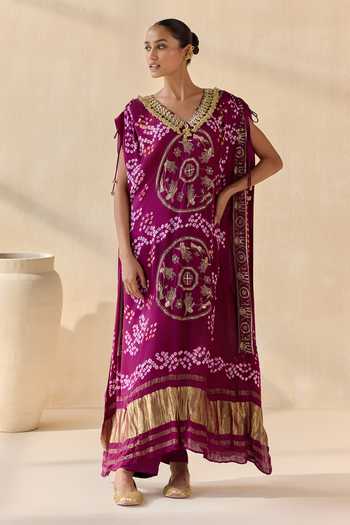 5elements Neelanshi Bandhani Pattern Kaftan & Pant Set