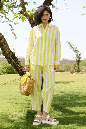 Raas Life Marigold Striped Shirt Pant Set 