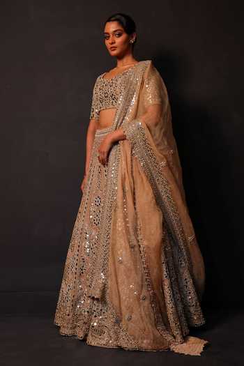 Smriti By Anju Agarwal Aurum Glint Embroidered Silk Lehenga Set 