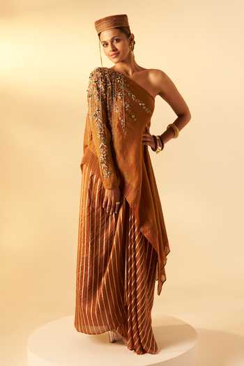 Rimple Agrawal Girija Embroidered One Shoulder Top & Skirt Set 