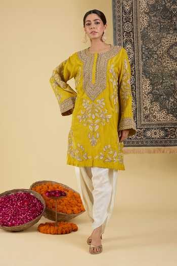 BAIDEHI Floral Embroidered Kurta & Dhoti Pant Set 