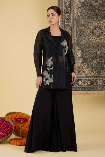 BAIDEHI Floral Embroidered Jacket & Palazzo Set 