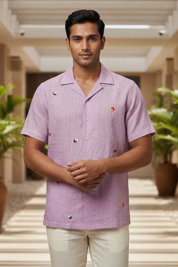 Hilo Design Airloom Embroidered Linen Shirt 