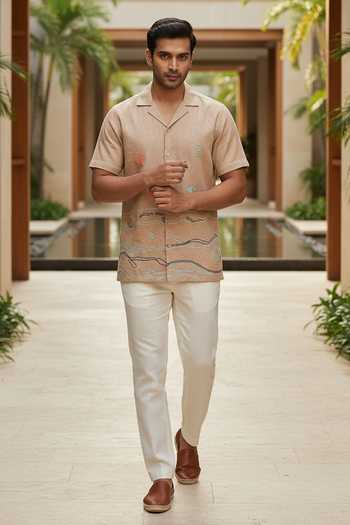 Hilo Design Soft Tide Embroidered Linen Shirt 