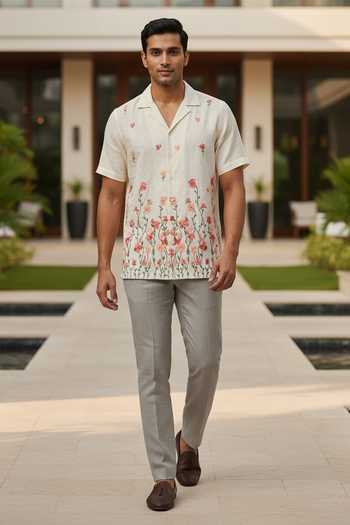 Hilo Design Meadow Floral Embroidered Linen Shirt
