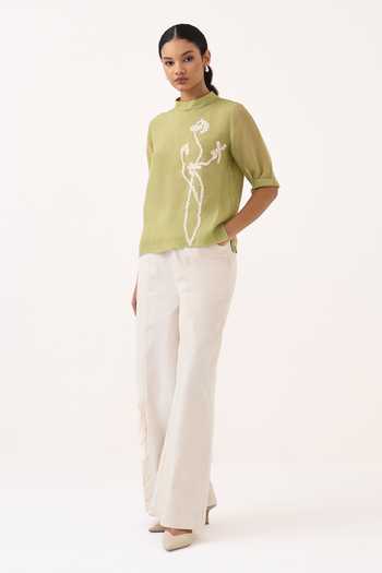 Three Poppy Pattern Top & Pant Set 