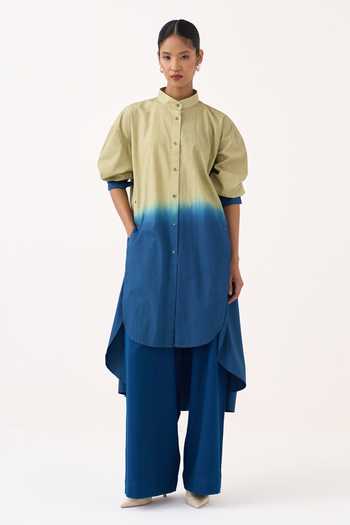 Three Dip-Dye Side Button Tunic