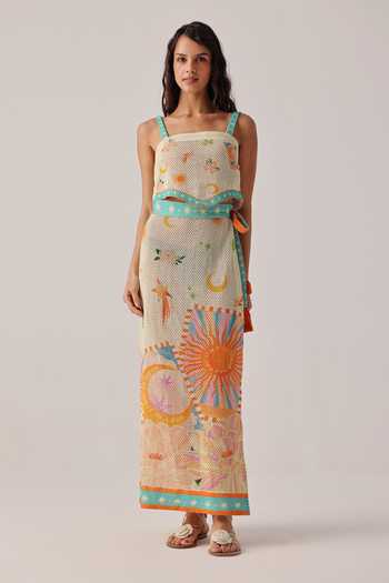 NOIB Magda Azure Crochet Wrap Skirt 