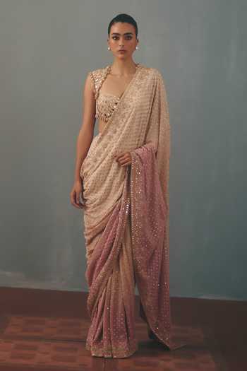 Arpita Mehta Embroidered Pre-Draped Saree & Blouse Set 