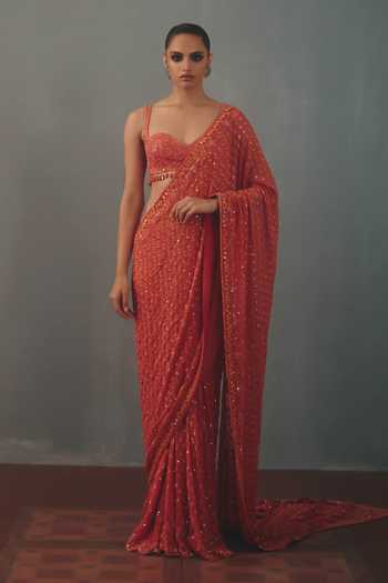 Arpita Mehta Hand Embroidered Pre-Draped Saree With Blouse 