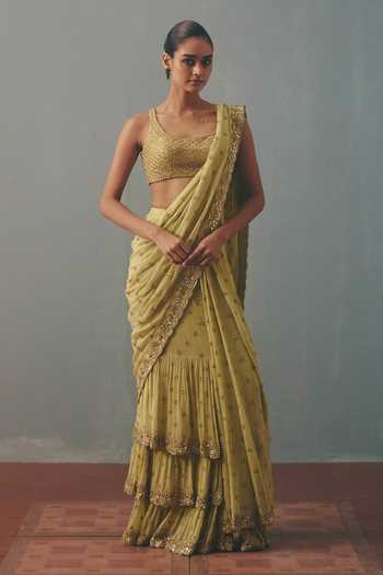 Arpita Mehta Embroidered Pre-Draped Saree With Blouse 