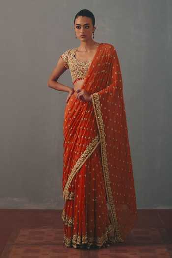 Arpita Mehta Hand Embroidered Pre-Draped Saree & Blouse Set 