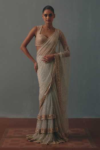 Arpita Mehta Hand Embroidered Pre-Draped Saree With Blouse 