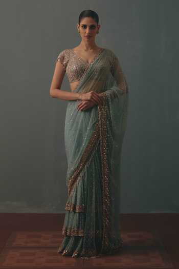 Arpita Mehta Hand Embroidered Pre-Draped Saree With Blouse 