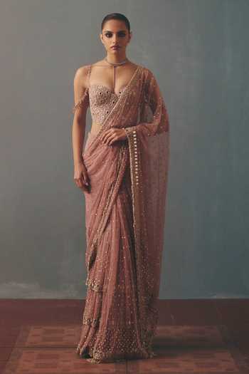Arpita Mehta Hand Embroidered Corset With Pre-Draped Saree 