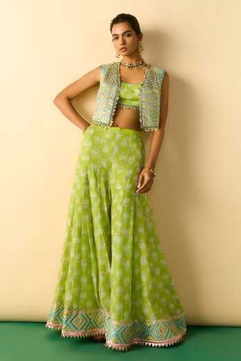 Gopi Vaid Eira Embroidered Jacket & Palazzo Set 