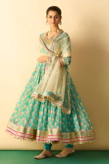 Gopi Vaid Akira Print & Embroidered Anarkali Set 