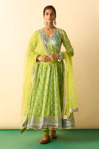 Gopi Vaid Akira Print & Embroidered Yoke Anarkali Set 