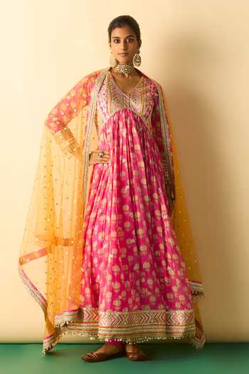 Gopi Vaid Akira Embroidered Yoke & Printed Anarkali Set 