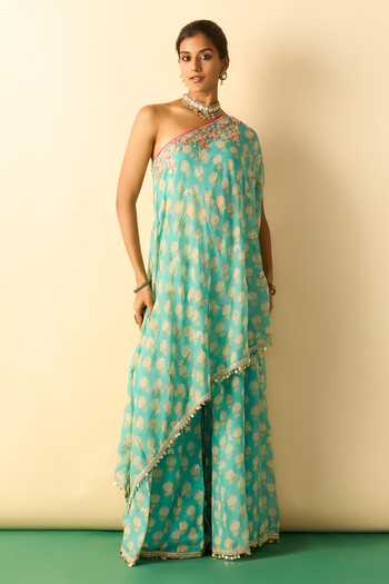 Gopi Vaid Dia One Shoulder Tunic & Sharara Set 