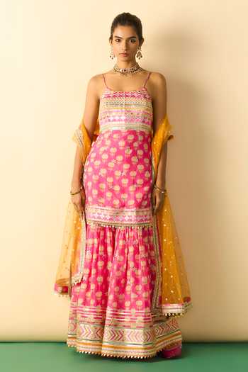 Gopi Vaid Dhriaa Strappy Print Kurta Sharara Set 