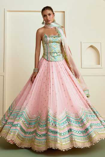 Gopi Vaid Nabeeha Embroidered Corset Lehenga Set 