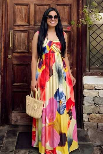 Poppi Abstract Floral Print Dress 