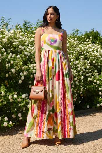 Poppi Water Color Floral Print Dress 
