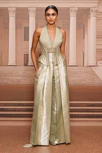 Tarun Tahiliani Brocade Corset Bodice Jumpsuit 