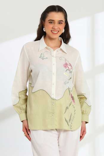 DAREISS Ether Embroidered Silk Linen Shirt 