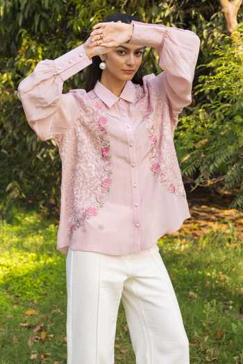 DAREISS Iris Floral Embroidered Shirt 