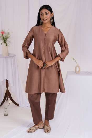 Mushio Chanderi A-Line Short Kurta 