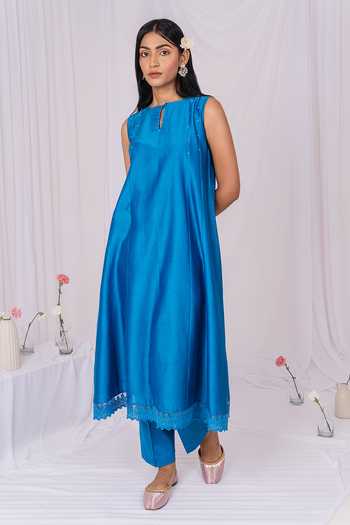 Mushio Chanderi Kurta & Cotton Silk Pant Set 
