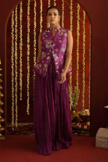 Aaroh By Dolly Sunehri Saanjh Hand Embroidered Waistcoat & Pant Set 