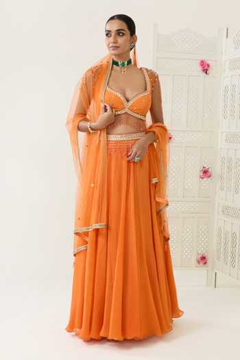 BAHAARA BY DIVYA NARULA Mehr Embroidered Blouse Lehenga Set 