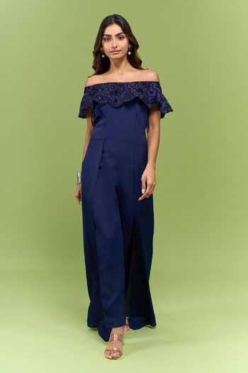 Varsha Wadhwa Embroidered Yoke Layered Jumpsuit 