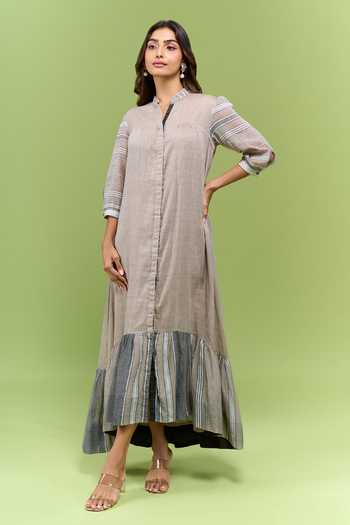 Nakita Singh Handwoven Cotton Frill Hem Dress 