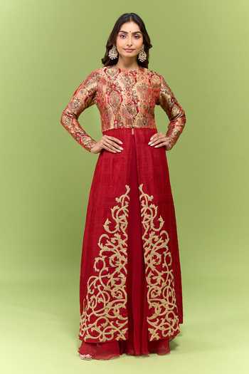 Varsha Wadhwa Brocade Work Kurta & Skirt Set