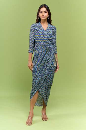 Soup By Sougat Paul Geometric Print Wrap Style Dress 