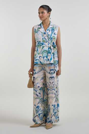 SOBARIKO Penelope Print Wrap Jacket & Pant Set 