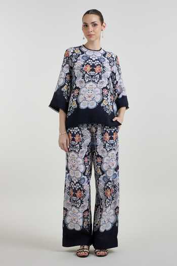 SOBARIKO Valerie Print Linen Blend Top & Pant Set 