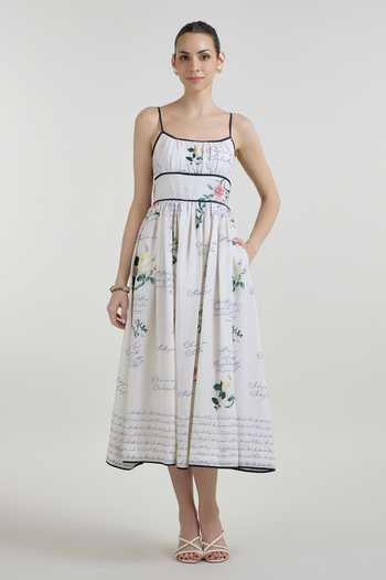 SOBARIKO Poetry Print Strappy Midi Dress 