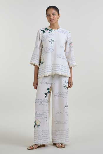 SOBARIKO Poetry Print Top & Pant Set 