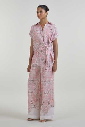 SOBARIKO Anna Vintage Floral Print Twist Top & Pant Set 